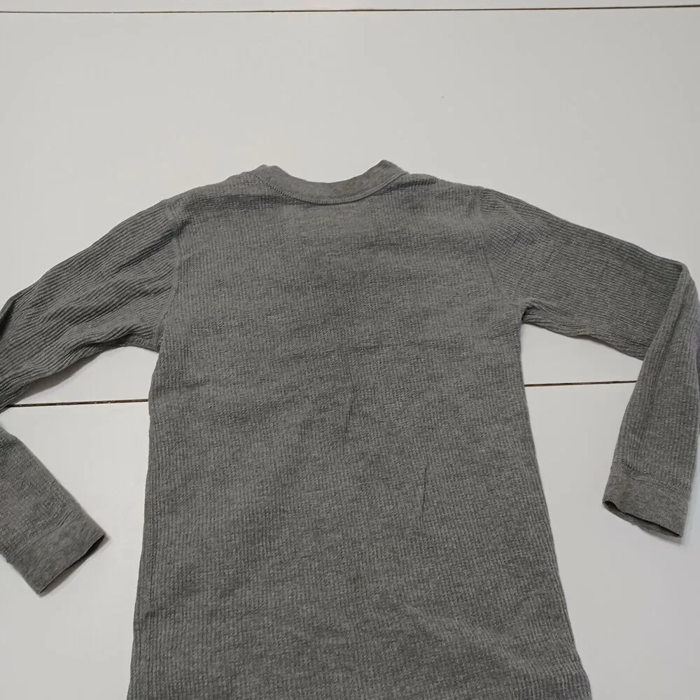 Magellan Boy Youth Small Thermal T-Shirt Gray Waffle Knit Long Sleeve Undershirt